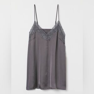 H&M GREY/PURPLE Satin Slip Chemise Night Gown, Size XS